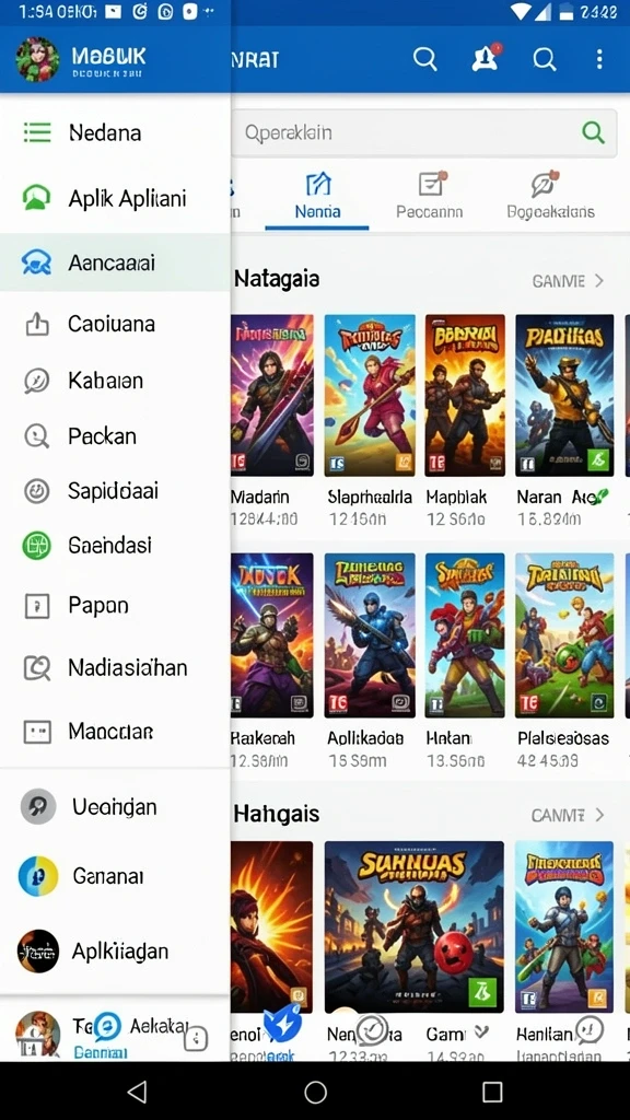 Tangkapan layar lainnya menampilkan galeri karakter yang dapat dipilih.